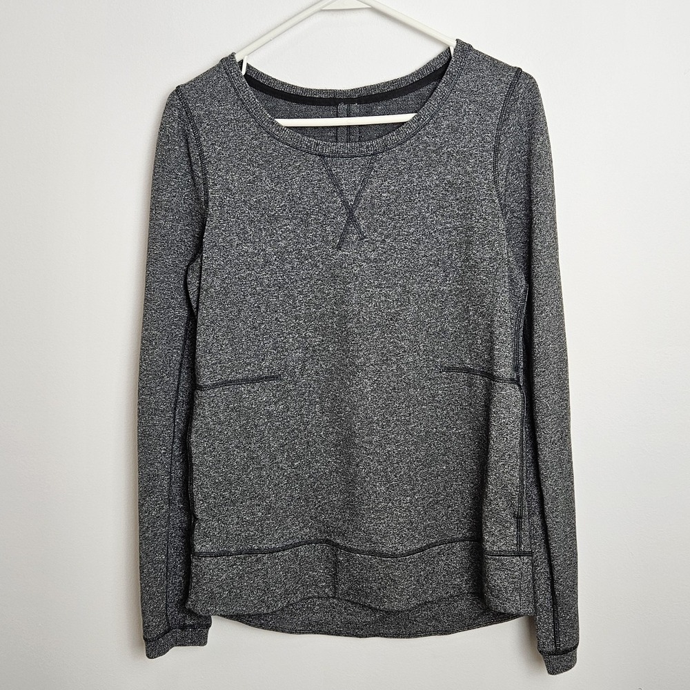 Lululemon Womens Size 6 Exhalation II Pullover Heather‎ Speckled Black Gray